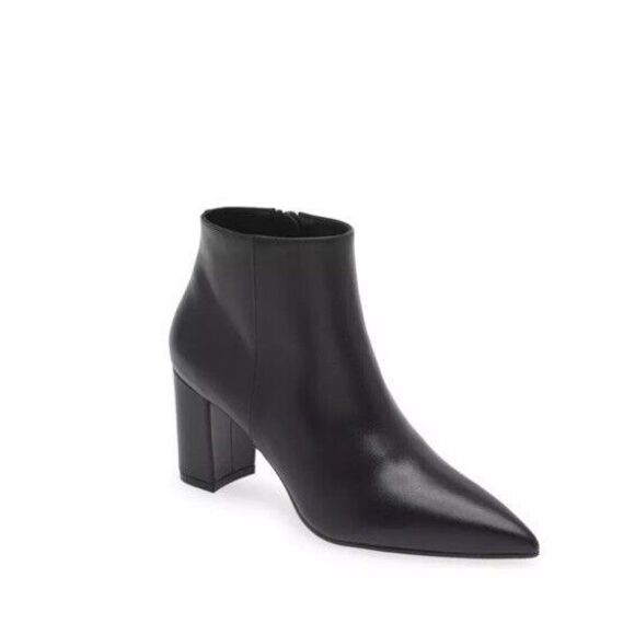 Stuart Weitzman Shoes - NEW STUART WEITZMAN LINSI Ankle BOOTS Black Leather Zip Bootie Size 8.5 B EU 39